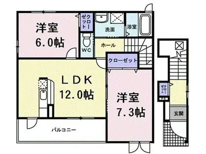 ニューグレイス(2LDK/2階)の間取り写真