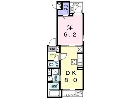  ホワイトウェル湘南2(1LDK/2階)の間取り写真