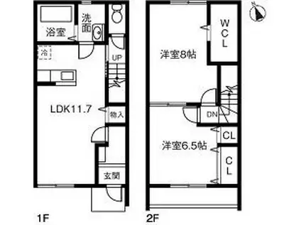 シーズ美野里(2LDK/1階)の間取り写真