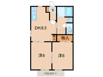 グランディス笹谷E(2DK/2階)の間取り写真