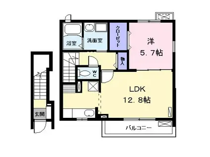クラージュ(1LDK/2階)の間取り写真