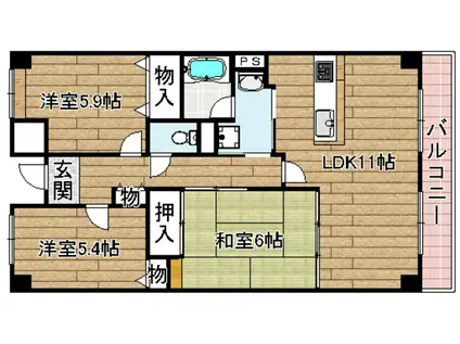 エスクレスト(3LDK/2階)の間取り写真