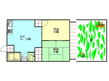 テラスオーツ(2DK/1階)の間取り写真