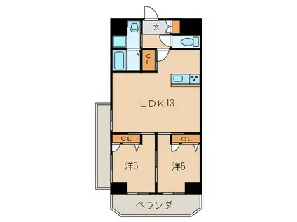 ロイヤルノースナイン(2LDK/3階)の間取り写真