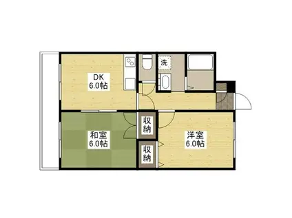 サンハーモニー・キッタカ(2DK/2階)の間取り写真