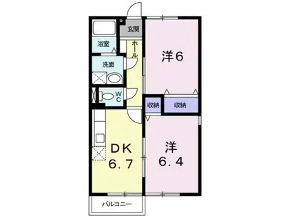 ニューシティー23(2DK/2階)の間取り写真