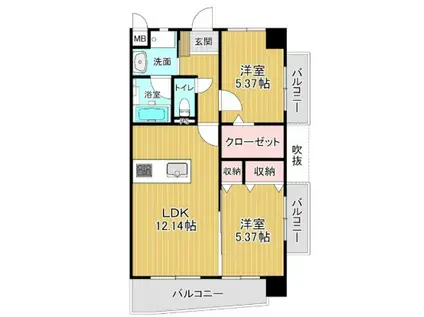 KSK中井コアプレイス(2LDK/6階)の間取り写真