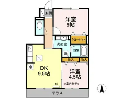 グランツY(2DK/1階)の間取り写真