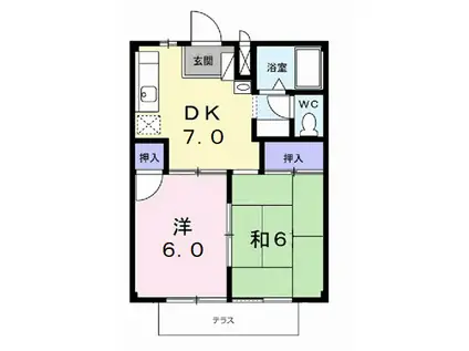 コーポミッシェル(2DK/1階)の間取り写真