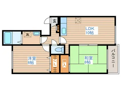 シャトー32(2LDK/4階)の間取り写真