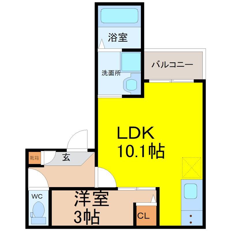 JACK KIRIHATAII(1LDK/3階)の間取り写真