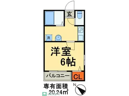 ハウスインディゴ(1K/2階)の間取り写真