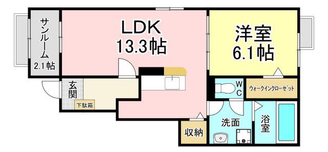 アルシオーネ B(1LDK/1階)の間取り写真