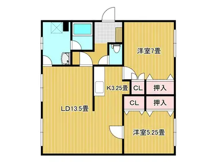 ちほく荘(2LDK/2階)の間取り写真
