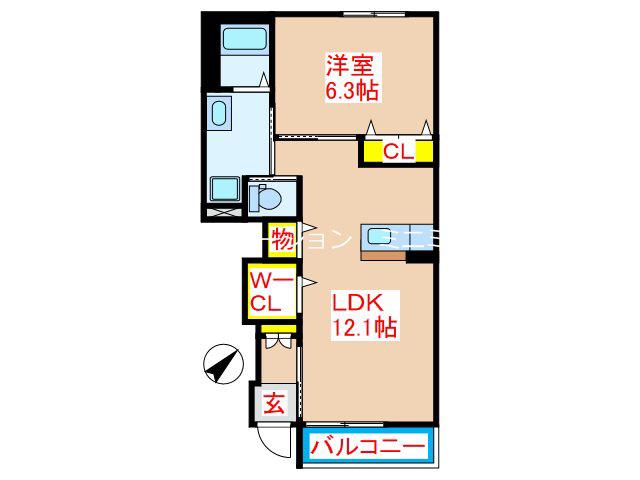 H&I ルミナス II(1LDK/1階)の間取り写真