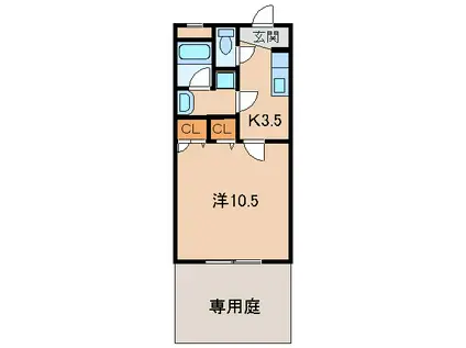 Mグラナート(1K/1階)の間取り写真