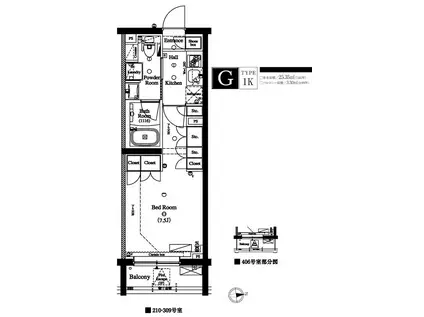 アクサス駒場東大前(1K/4階)の間取り写真