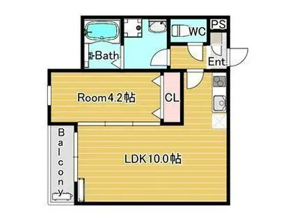 レヴール鳳南(1LDK/1階)の間取り写真