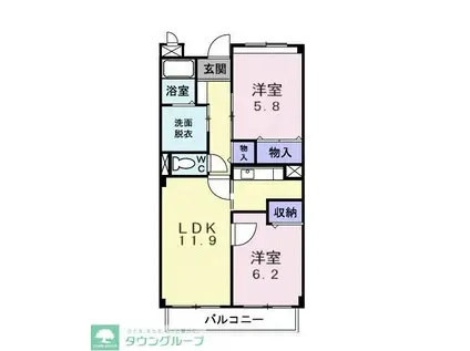 フレール与野本町弐番館(2LDK/2階)の間取り写真