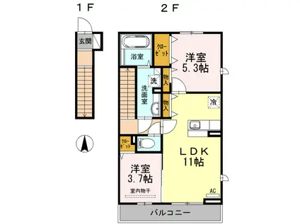 クレール松ノ木(2LDK/2階)の間取り写真