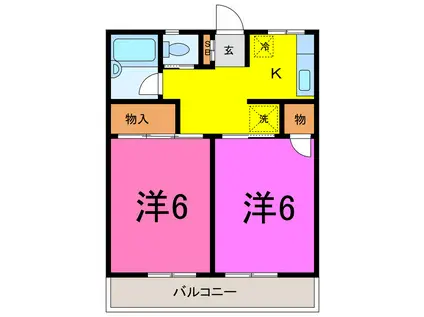 妻沼ハイツ第一(2K/3階)の間取り写真