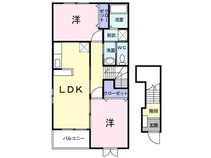 クレストール学南(2LDK/2階)の間取り写真
