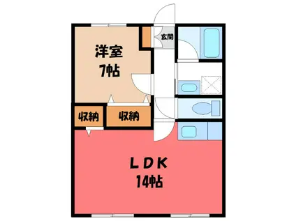 メゾン サンライズ B(1LDK/2階)の間取り写真