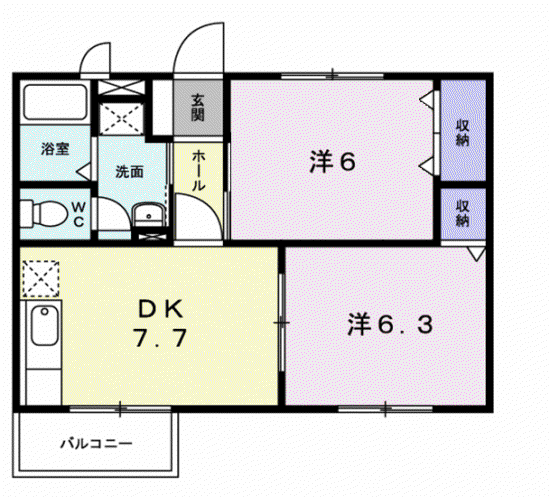 エスポワールA(2DK/2階)の間取り写真