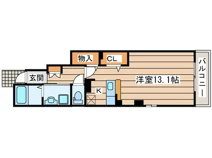 エアリーファインヒル(1K/1階)の間取り写真