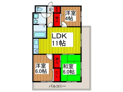 浦和テアールハイツ(3LDK/3階)の間取り写真