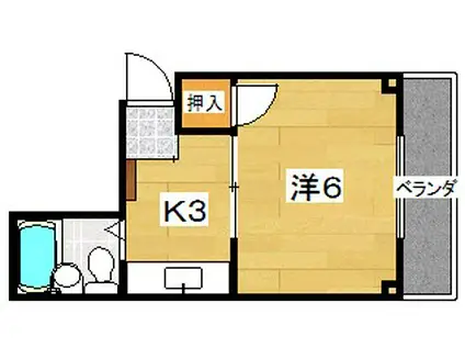 サンモリッツII(1K/2階)の間取り写真