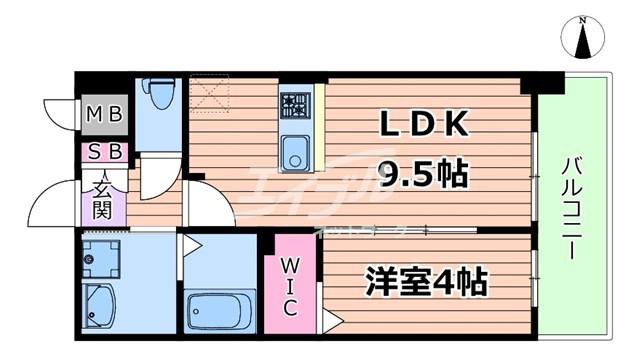 S-RESIDENCE東三国AMANTE(1LDK/2階)の間取り写真