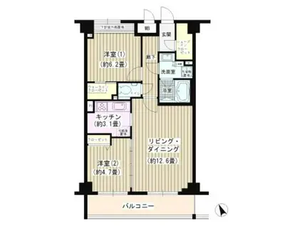 NTPRレジデンス菊名(2LDK/3階)の間取り写真