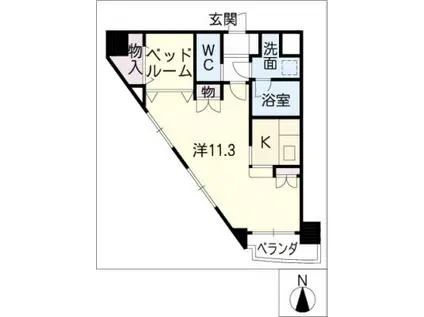 アルファパル阿由知通(1LDK/6階)の間取り写真