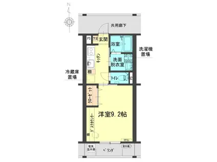 レジデンス山田II(1K/2階)の間取り写真