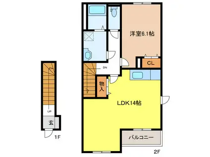 ベル・グラース(1LDK/2階)の間取り写真