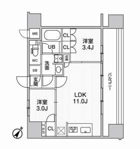 NIDO SUGAMO(2LDK/7階)の間取り写真