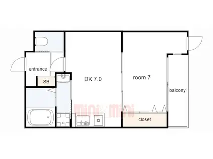 メインステージ甲子園口(1DK/2階)の間取り写真