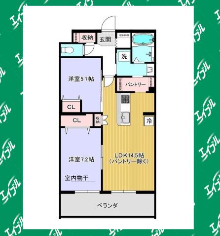 レジデンス グリシナ (2LDK/3階)の間取り写真