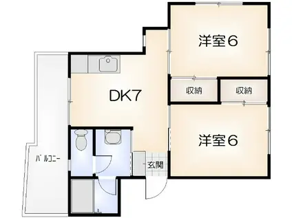第12浜の前マンション(2DK/2階)の間取り写真