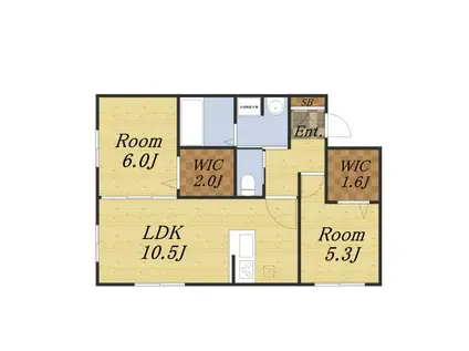 HEBEL MAISON LA PECHEII(2LDK/1階)の間取り写真