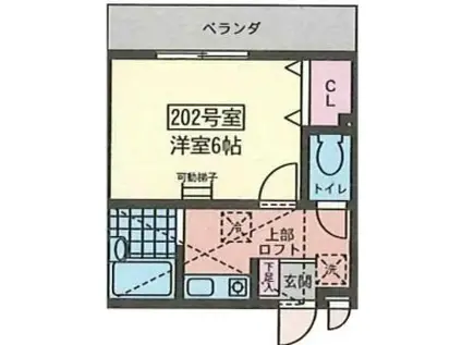 第5協栄ハイム(1K/2階)の間取り写真