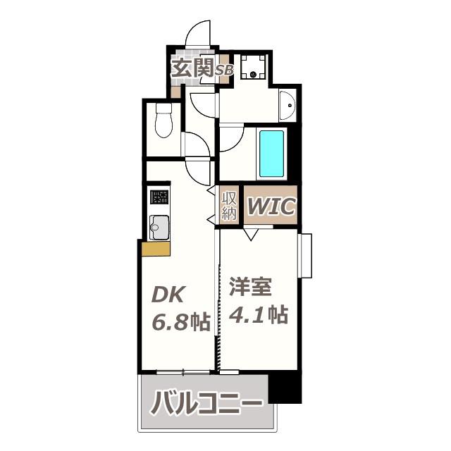 スプランディッド天王寺III(1DK/13階)の間取り写真