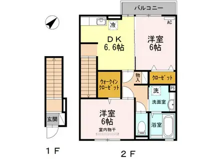 ELEGANCE I(2DK/2階)の間取り写真