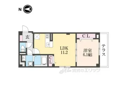 プラトウハウス(1LDK/1階)の間取り写真