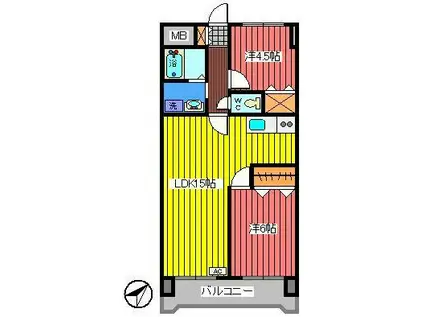 ゴールドマンション小熊PART2(2LDK/2階)の間取り写真