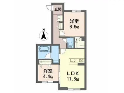 ウィステリア小島町(2LDK/1階)の間取り写真