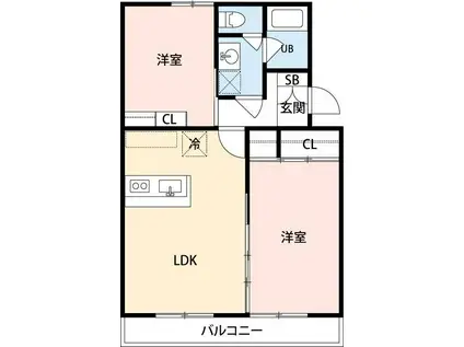 マンションカメリアII(2LDK/1階)の間取り写真