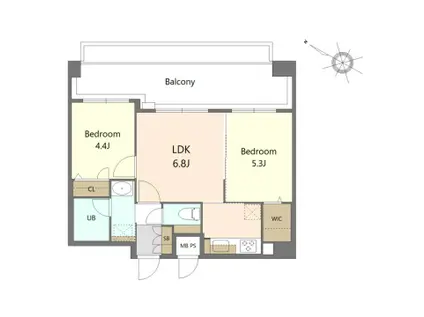 クインテットミナミフクオカ(2LDK/7階)の間取り写真