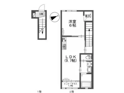 CHAT NOIR M.M(1LDK/2階)の間取り写真